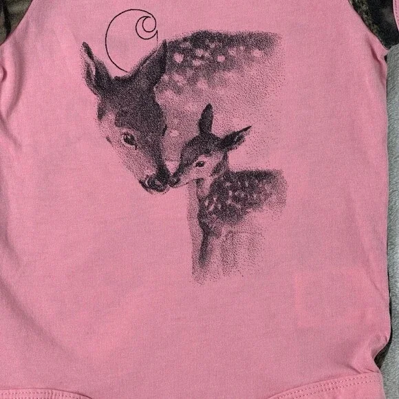 CARHARTT Pink Mossy Oak Hunting Deer Graphic Camo Sleeve Infant Girl Bodysuit 6M - Picture 3 of 13